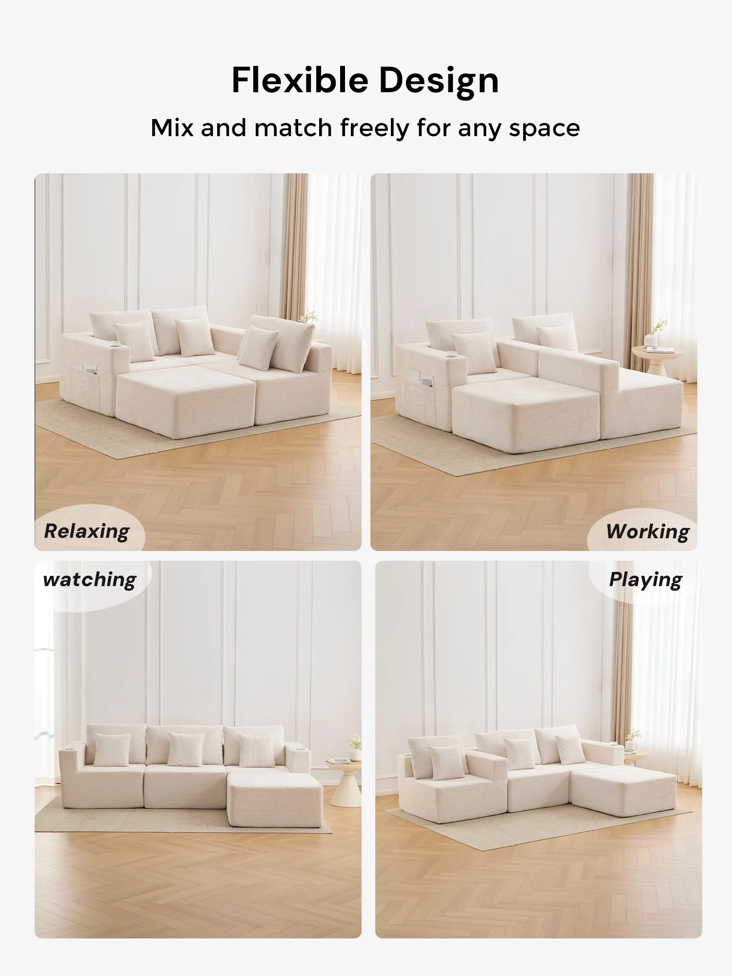 Hestia Compressed Modular Sofa with Cup Holders & Storage - Image 78
