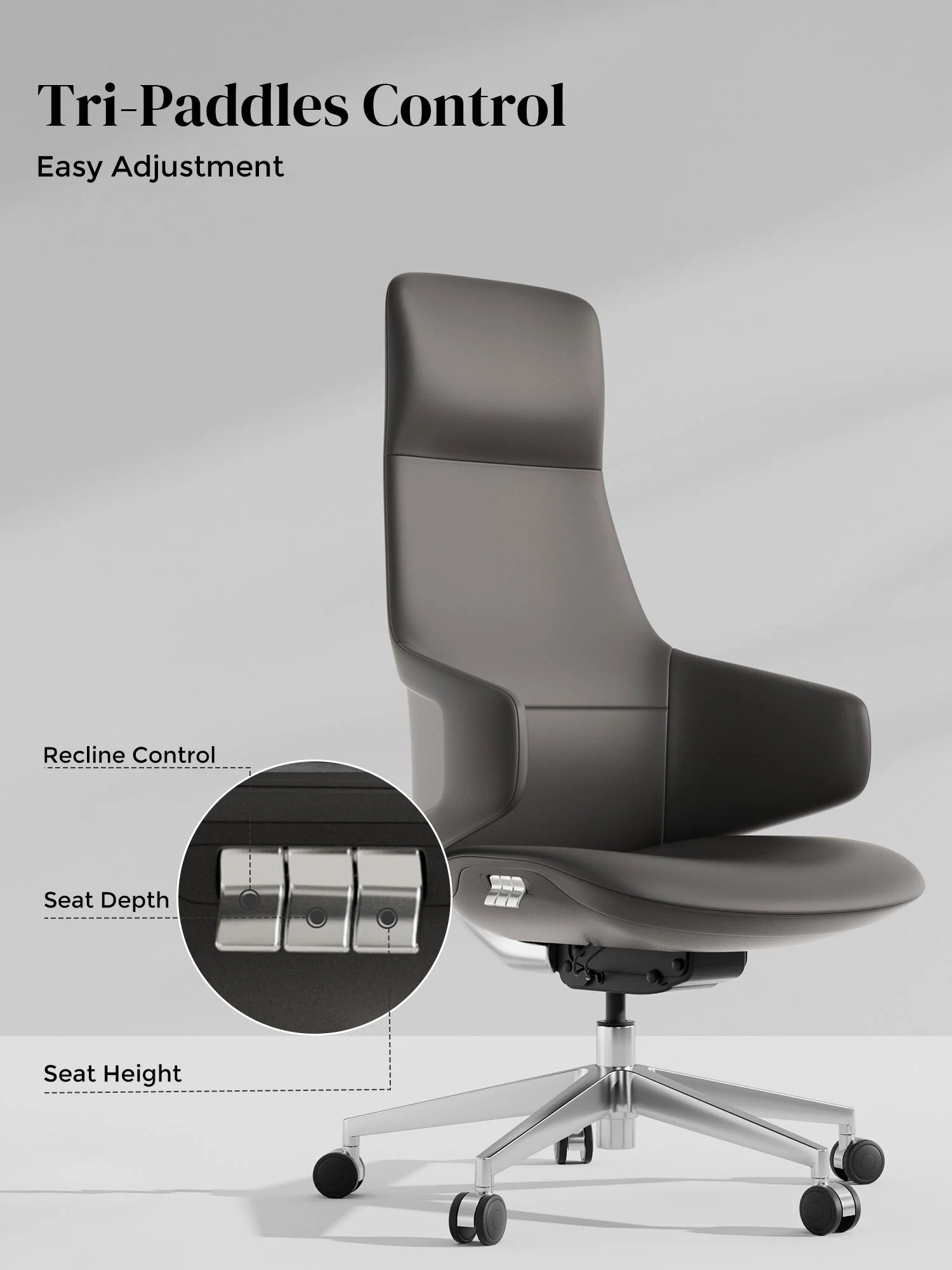 Natia Leather Office Chair with Wraparound Lumbar - Image 36
