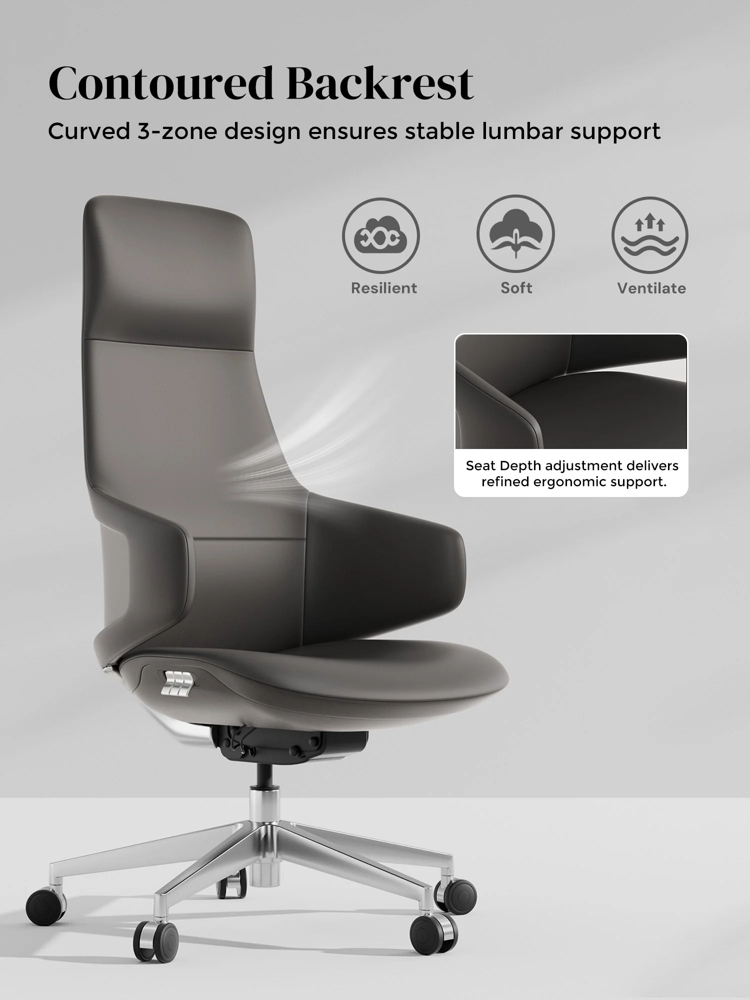 Natia Leather Office Chair with Wraparound Lumbar - Image 38