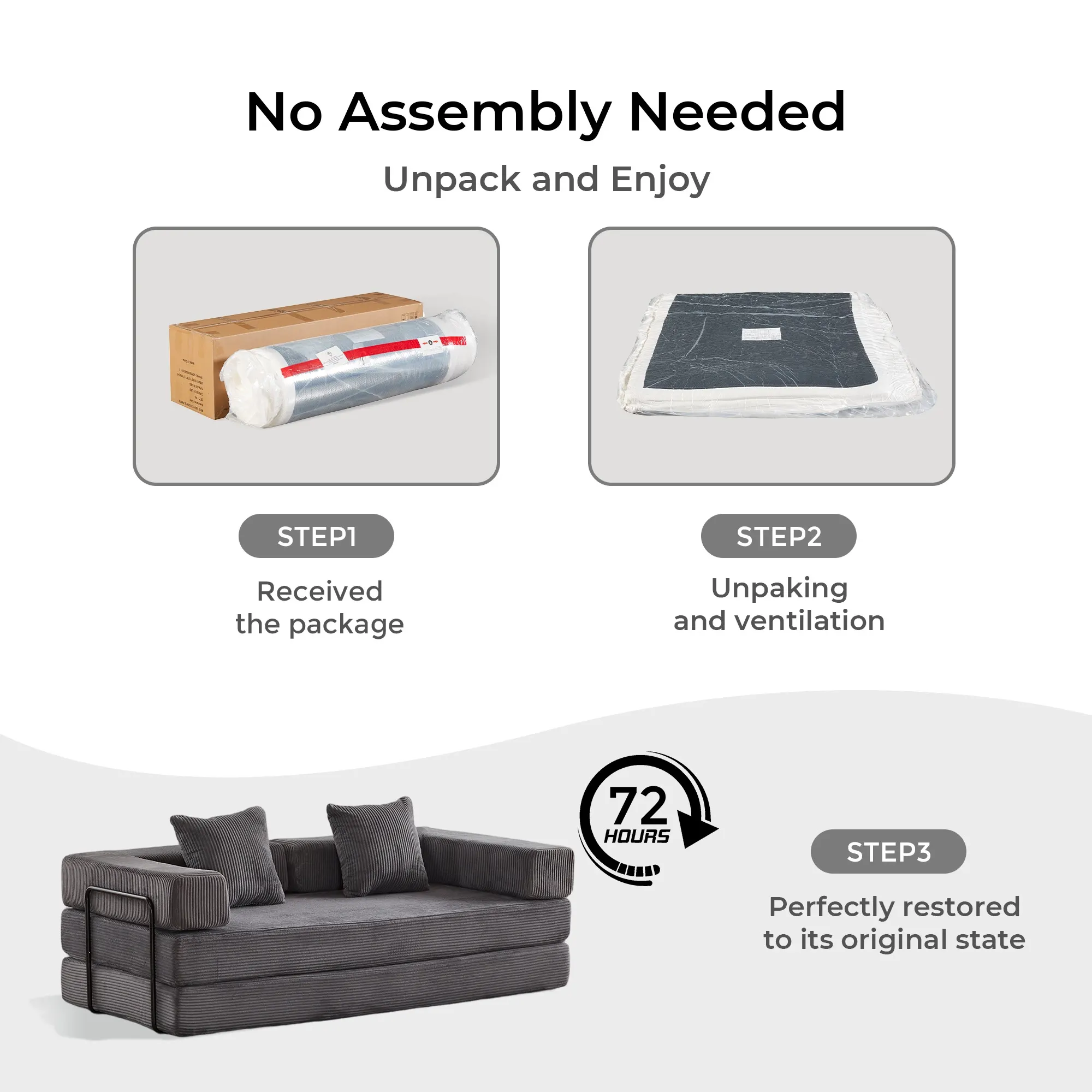 Selene Compressed Modular Sofa Bed-14.2" Seat Height - Image 122