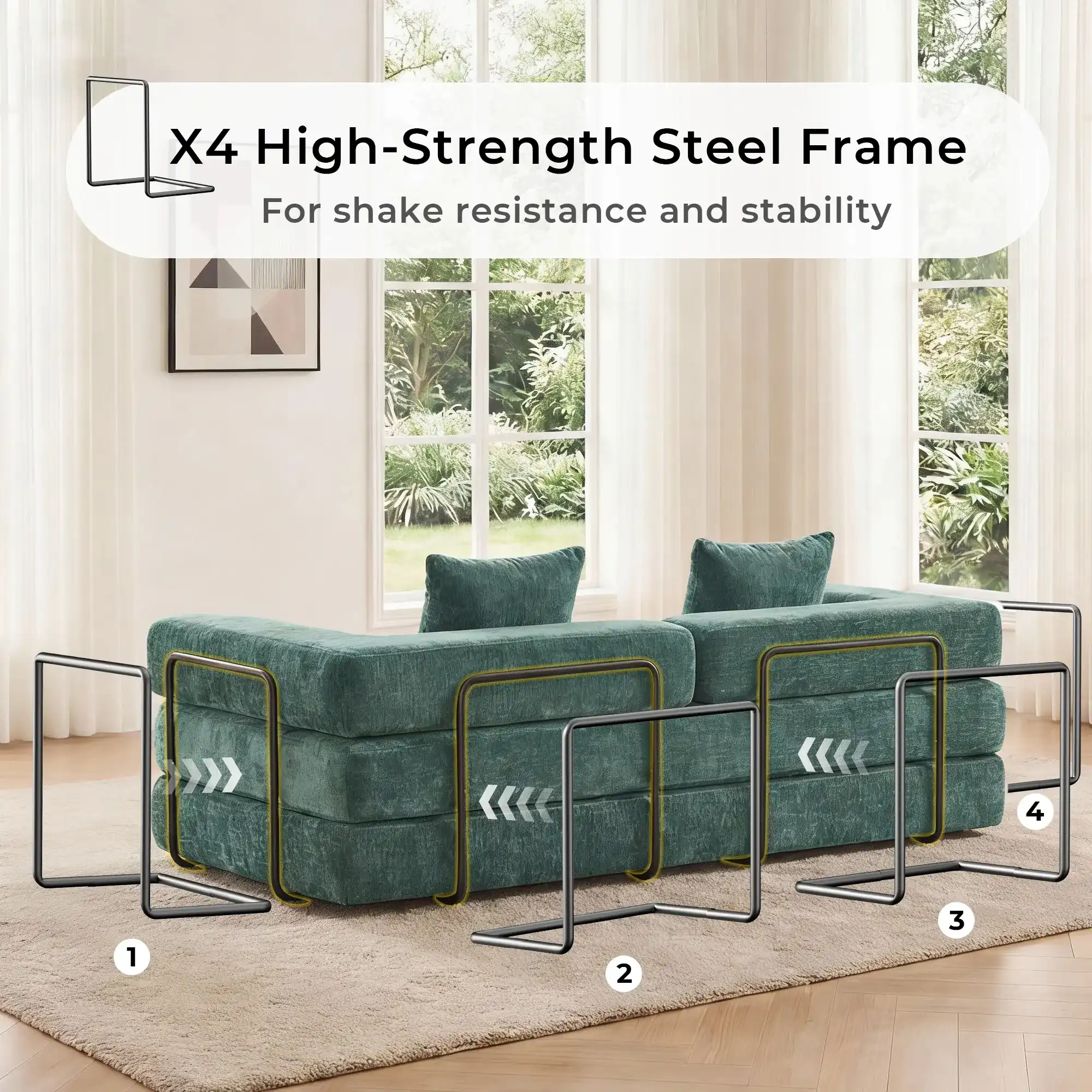 Selene Compressed Modular Sofa Bed-14.2" Seat Height - Image 157