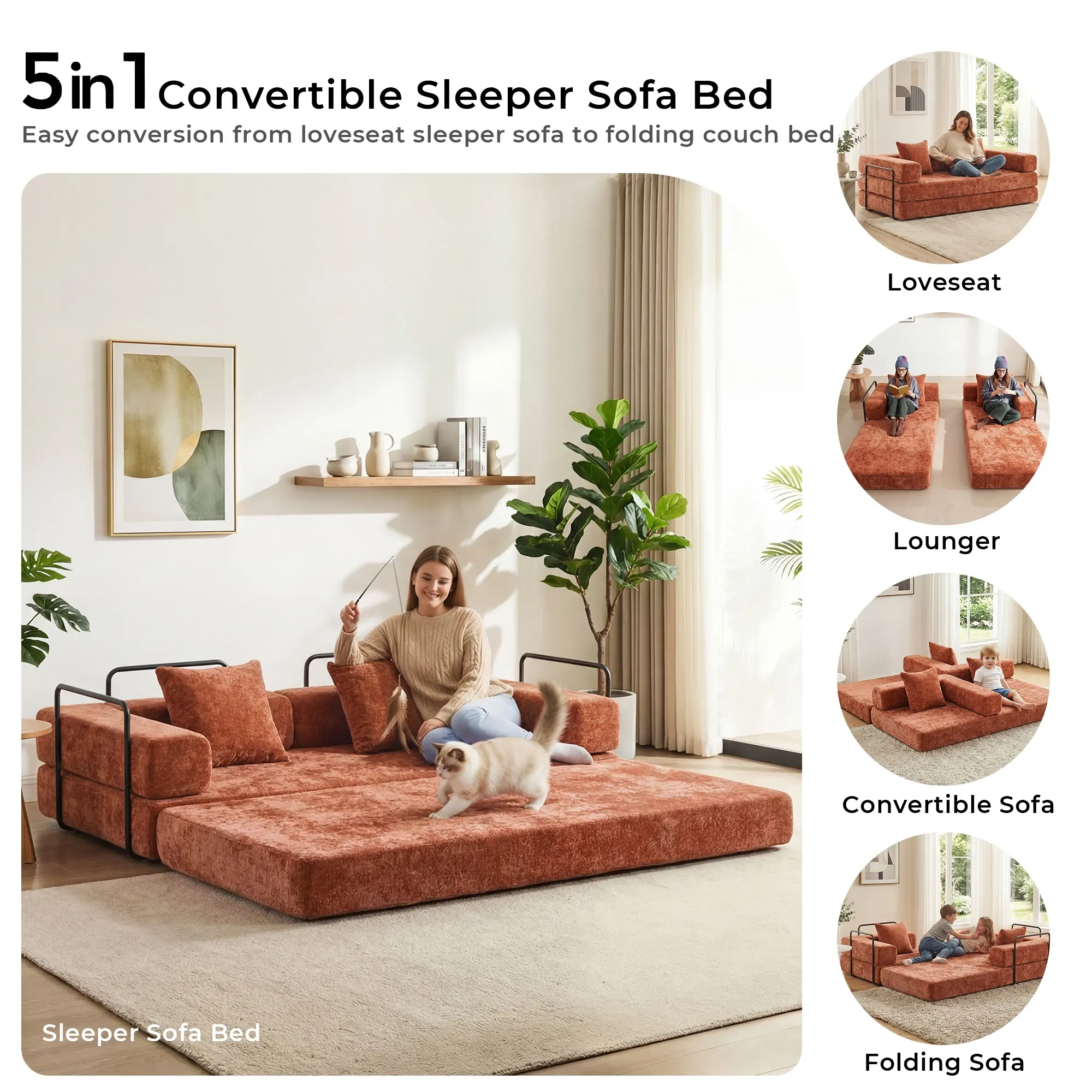Selene Compressed Modular Sofa Bed-14.2" Seat Height - Image 172