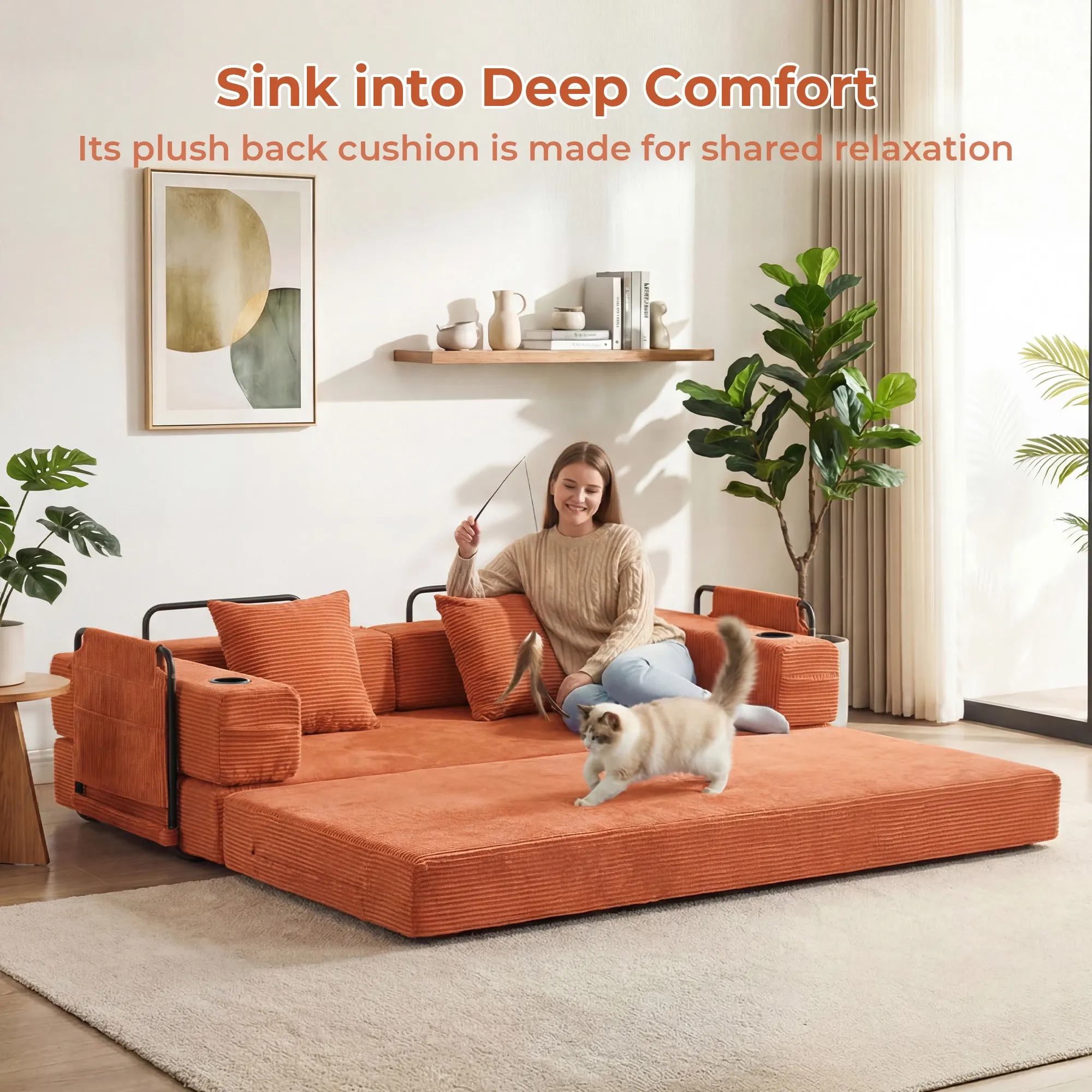Selene Compressed Modular Sofa Bed-14.2" Seat Height - Image 22