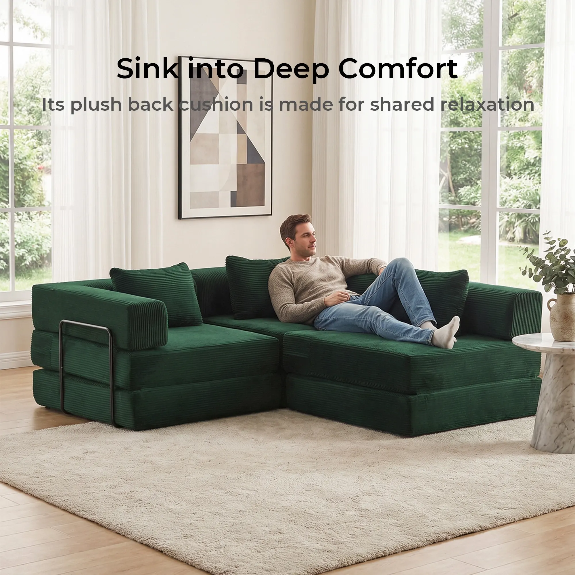 Selene Compressed Modular Sofa Bed-14.2" Seat Height - Image 225
