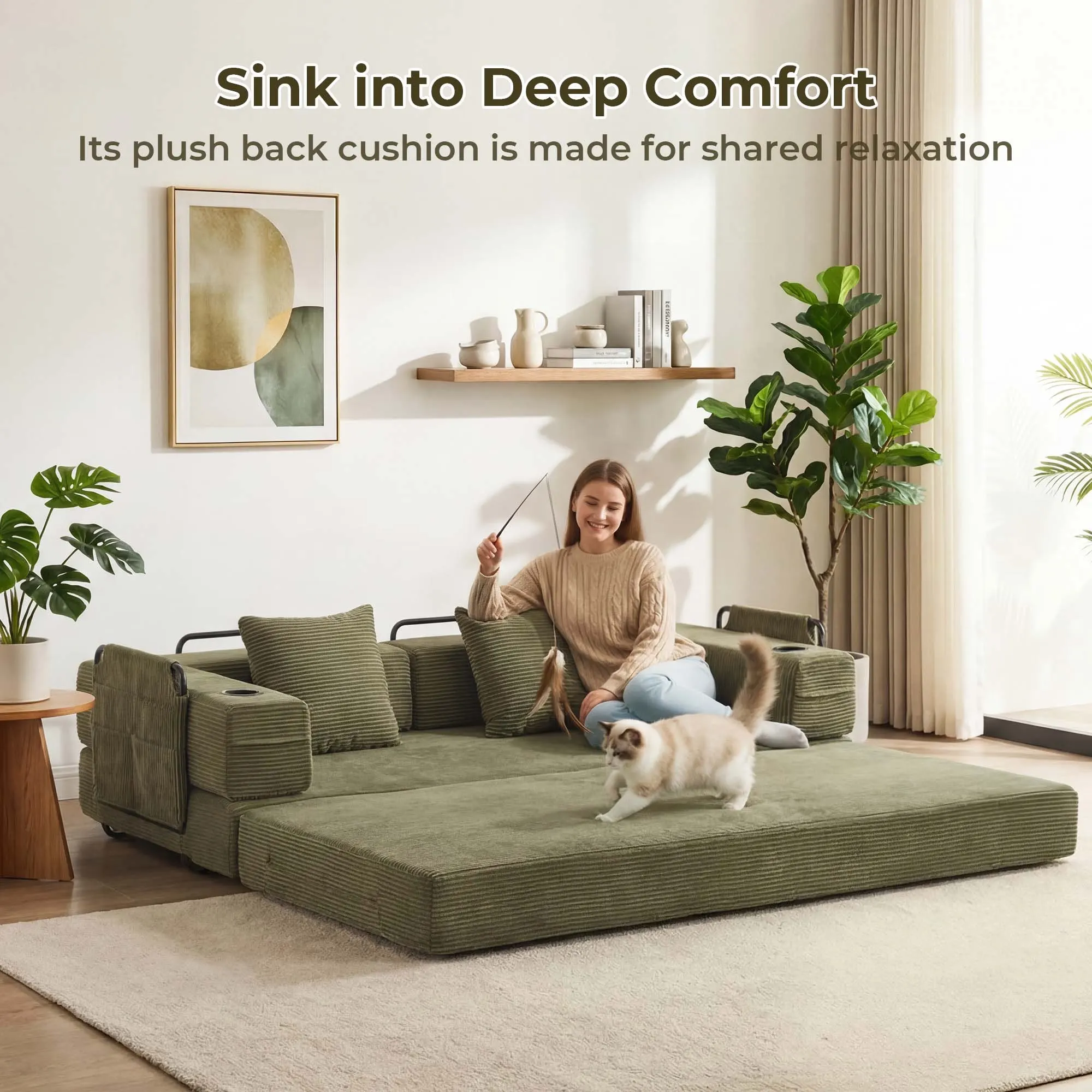 Selene Compressed Modular Sofa Bed-14.2" Seat Height - Image 41