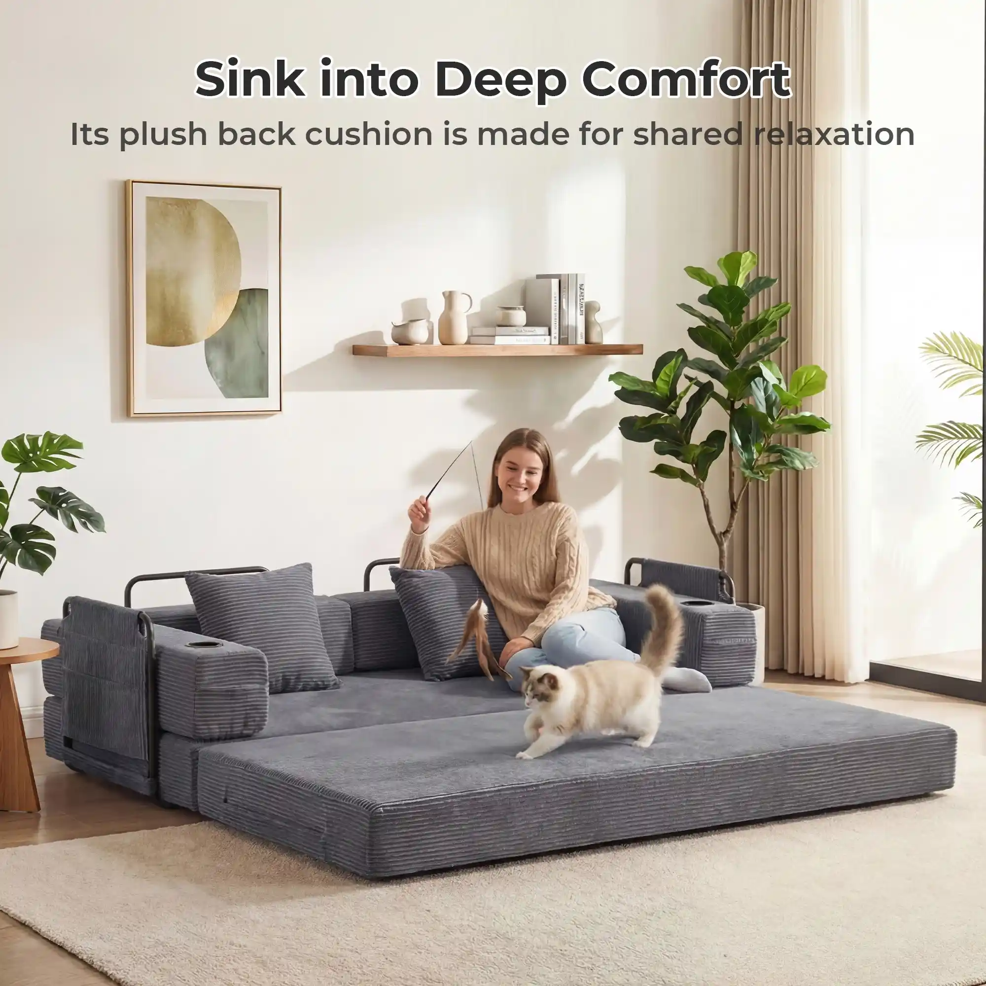 Selene Compressed Modular Sofa Bed-14.2" Seat Height - Image 62