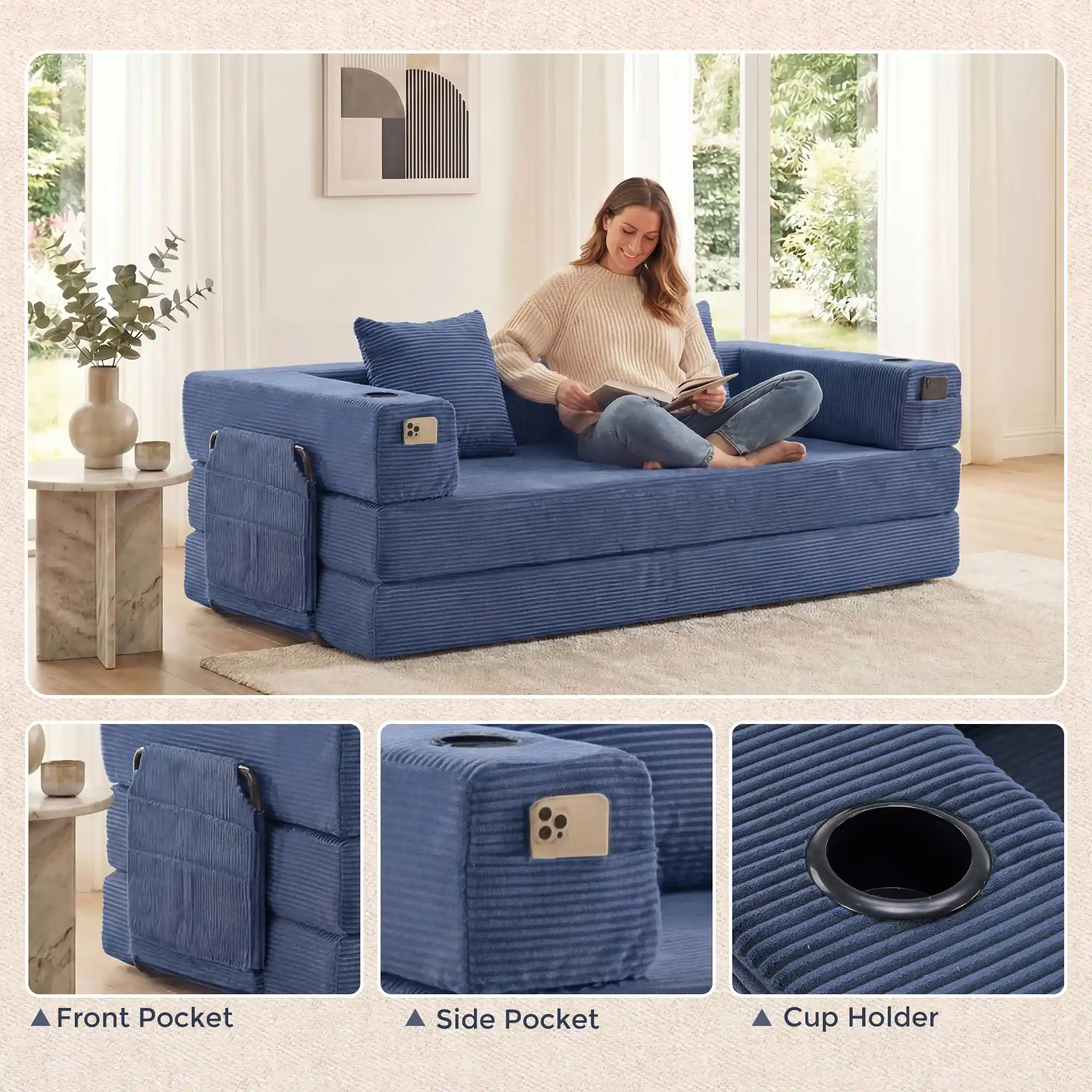 Selene Compressed Modular Sofa Bed-14.2" Seat Height - Image 96